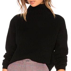 Enza Costa cropped Black Turtleneck Sweater 100% cashmere
